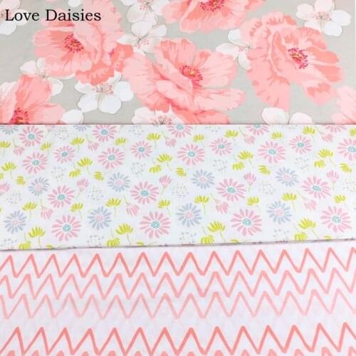 100% Cotton Width235cm GRAY WHITE Big Pink Flower Red Chevron Twill Fabric for DIY Bedding Apparel Dress Handwork Curtain Pillow
