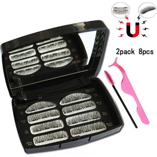 2 Pairs Magnets False Eyelashes Glue-Free Naturally Realistic With 3 Magnets Reusable False Eyelashes Drop Shipping