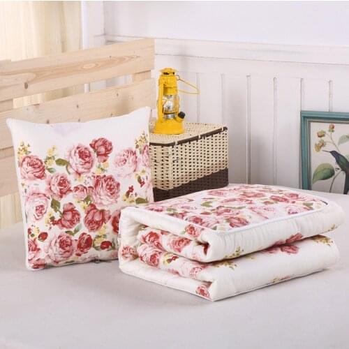 Fuwatacchi 2 In 1 Cushion Blanket Warm Cartoon Picture Foldable Patchwork Quilt Blanket Printed Home Office Throw Pillow Cushion