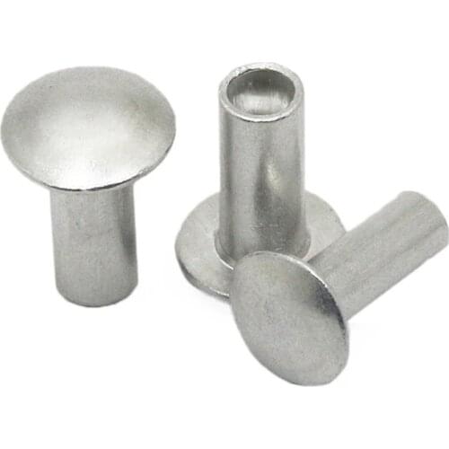 100PCS/LOT M5 Aluminum Flat Round Head Half Hollow Shank Rivet Aluminum Rivet Nuts