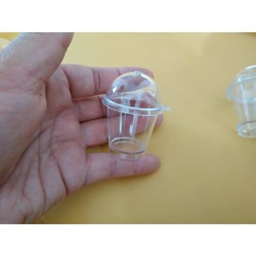 25pcs cup hole lid straw Clear Sawdust cup imitation PVC Plastic glass mix size Artificial Parfait Cups Miniature Food Deco Part