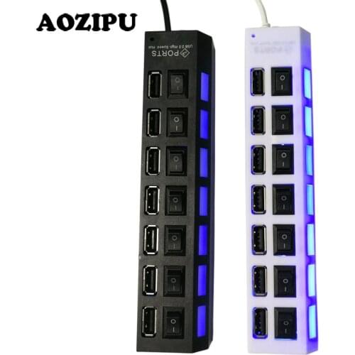 AOZIPU Portable 7 Port USB HUB Usb 2.0 Hub Multi Usb Splitter with on/off Switch for MacBook PC Notebook Laptop Tablet