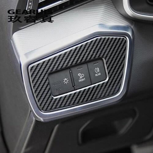 Car Styling Carbon fiber Headlight Switch Buttons Decorative panel Covers Trim Interior Sticker for Audi A6 C8 Auto accessories