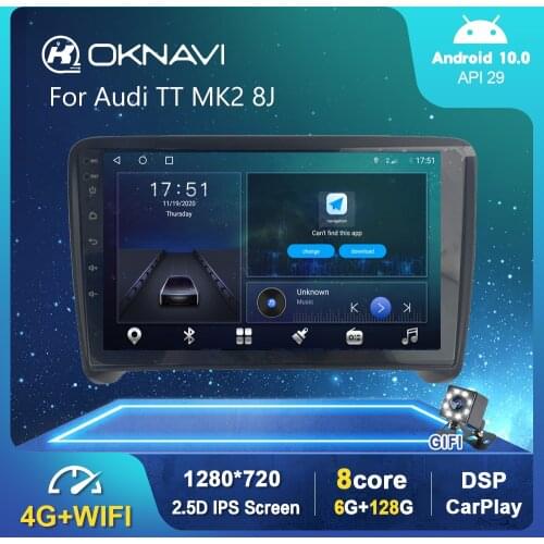 6G+128G Android 10.0 DSP 9" Car Radio GPS Multimedia Player For Audi TT MK2 8J 2006-2014 Video Navigation Carplay GPS No 2 Din