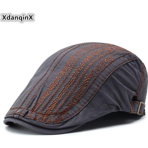 XdanqinX Snapback Cap New Mens Cotton Berets Unisex Adjustable Head Size Hip Hop Hat Womens Personality Fashion Tongue Caps