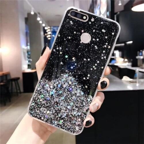 Transparent Glitter Starry Phone Case For Huawei Enjoy 7 8 9 10 Plus 9s 8e Y5 Y6 Y7 Pro Y9 Prime 2017 2018 2019 Silicone Cover