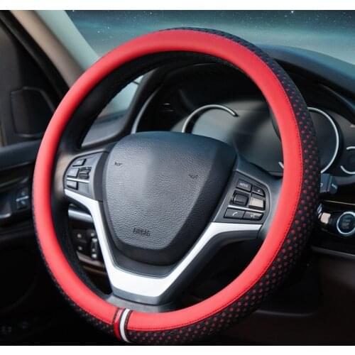 PU Leather Car Steering Wheel Cover Comfortable Breathable Non-slip Steering Wheel Cover Car Decoration Car Accessories