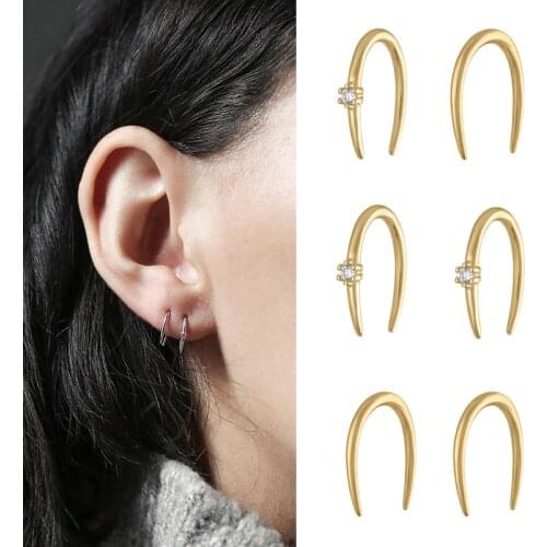 ISUEVA Simple Design 18K Gold Filled Cubic Zircon Open Hook Earrings For Women Fashion Jewelry Wholesale