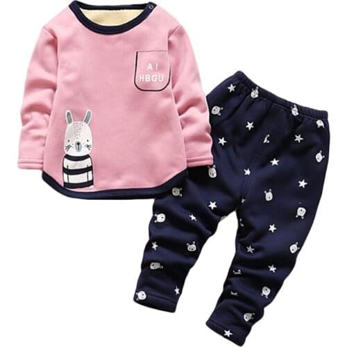 2020 Autumn Winter Fashion Cartoons Children Sportswear Keep warm Long Sleeve Sweater+trousers 2Pcs Set Boys Girls Clothing1-5Y
