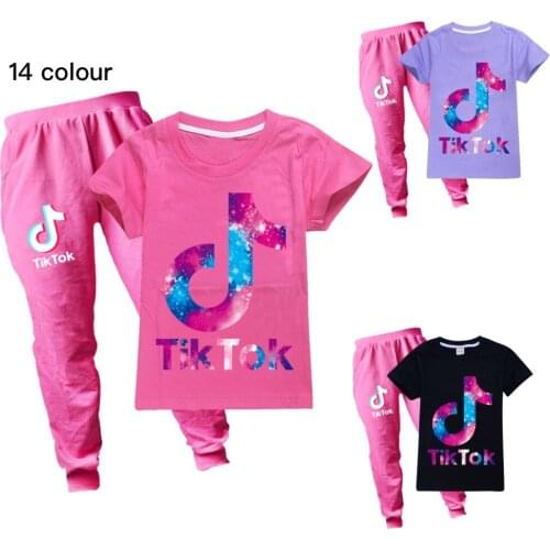 TIK TOK Summer Printed Clothing Set Kids Short Shirt Pants 2pcs Set Boys Tracksuit Fashion Infant Girls Sport Suits