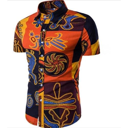 Mens Sets Shirts + Trousers Two-piece Suite Short sleeve Ethnic Costumes Summer Fashion mens clothing Casual Male Printing 5XL
