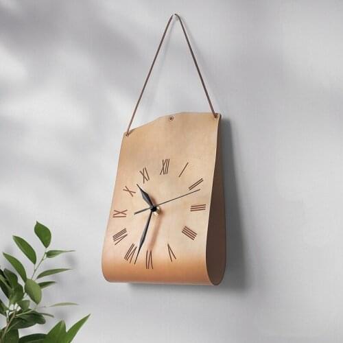 Bag Shape Creative Wall Clock Modern Art When The Clock Wall Retro Leather Personality Living Room Decorative Clock