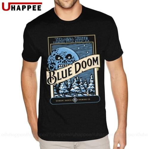 Large and Tall Blue Doom Tee Shirts Men Hip Hop Fashion Short Sleeve Crewneck Men T Shirts Wholesale Discount Clothing