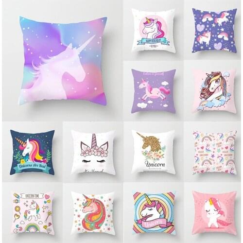 Kids Room Polyester Blend Pillow Cover Unicorn Pattern Cushion Cover for Living Room Decoration Pillow Cases 45*45