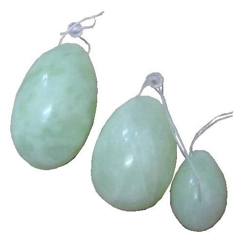 Jad e Egg for Women Kegel Exercises Set of 3 with Instructions,Pre-drilled 100% Natural Jad e Yoni Weight Stone Pendium