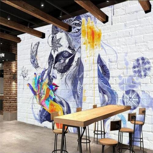 Beibehang papel de parede Colorful brick wall sexy beauty background wall murals custom large fresco silk silk wallpaper