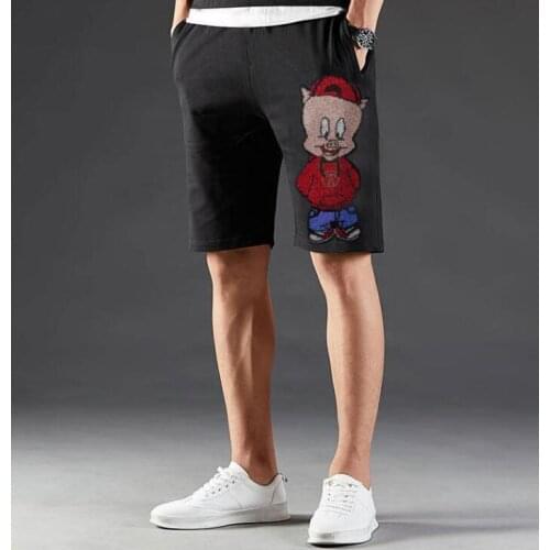 Autumn Men short Pants Hip Hop Harem short 2021 New Male Trousers Mens Solid Hot drill short Pants Rhinestones Fit