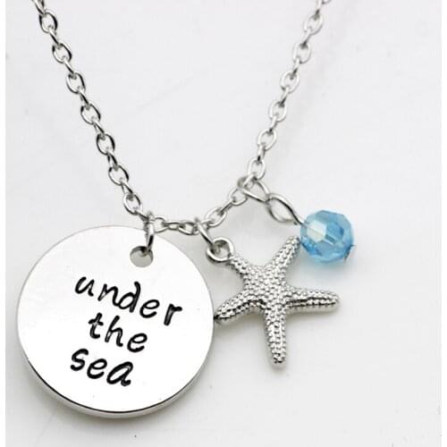 Personality Fashion jewelry under the sea birht stone pendant sea star pendant necklace N278