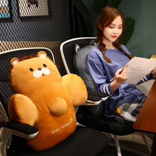 2 Sizes Plush Animal Waist Toys Cartoon Dolls Bed Sofa Pillow Cushion Dinosaur Husky Back Pillow for Children Birthday Gift