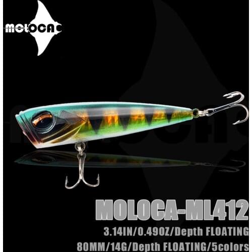 New Fish Tackle Poppers Fishing Lure Weights 14g Accessories Wobblers Goods Isca Artificial Baits TopWater For Pike Double Hooks