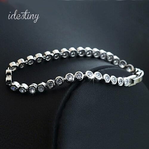 11.11 Sale Round Shape Design Tennis Bracelets for Women White Gold Color Plated Brazaletes Pulseras Mujer Best Christmas Gift