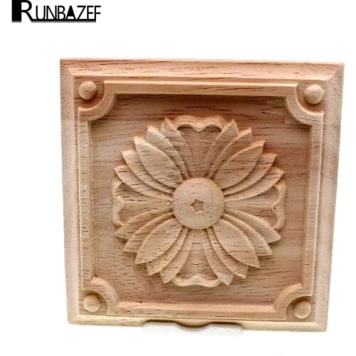 RUNBAZEF Creative Wood Carving European Solid Floral Pattern Patch Furniture Door Flower Background Wall Cupboard Decoration