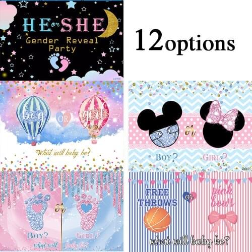 Sensfun Gender Reveal Boy or Girl Photography Background Party Backdrops Photo Booth Props Vinyl Banner Photocall