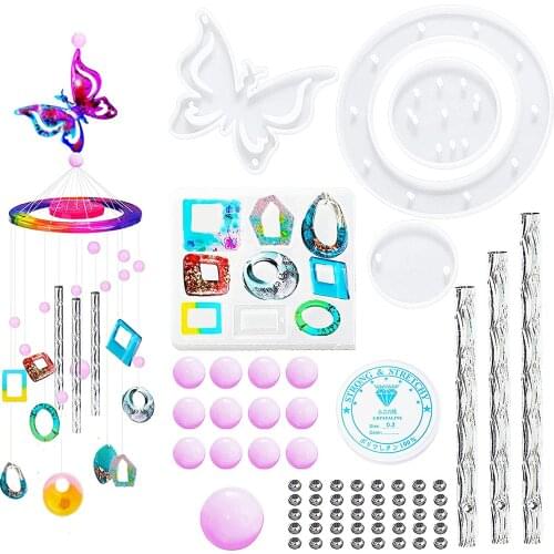 Epoxy Resin Silicone Mold DIY Wind Chime Material Kit Hummingbird Sun Moon Butterfly Dragonfly Fairy Dream Jewelry Epoxy Mold