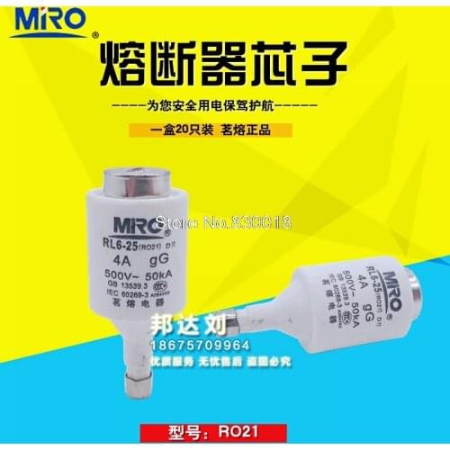 MRO Mingrong RO21 4A Spiral Fuse RO21 R021 4A RL6 RL93 5SB Insurance Tube-100pcs/lot