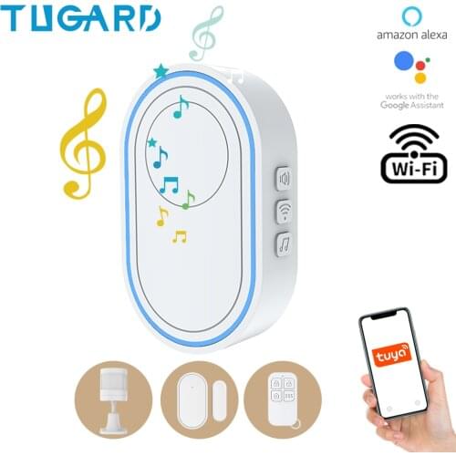 TUGARD Tuya Wifi Smart Doorbell Home Security Alarm System 58 Sound Apps Control Touch Button 433MHz Wireless Home Burglar Alarm