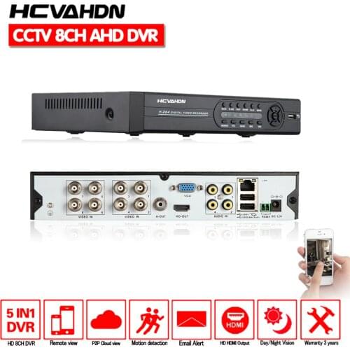 HCVAHDN AHD 1080P CCTV DVR 8 Channel Hybrid Video Recorder 8CH Digital NVR DVR P2P Cloud Support 1080P AHD Camera Surveillance
