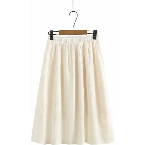 Plus size Mid-length Womens skirts suits 2021 Casual summer black Purple beige cotton high wais skirt women