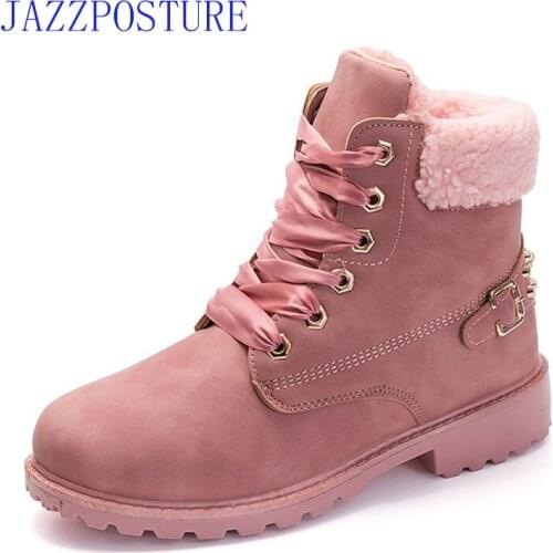 Winter new snow boots female cotton boots plus velvet warm cross straps short boots buckle pearl rivet boots women 2020 z270