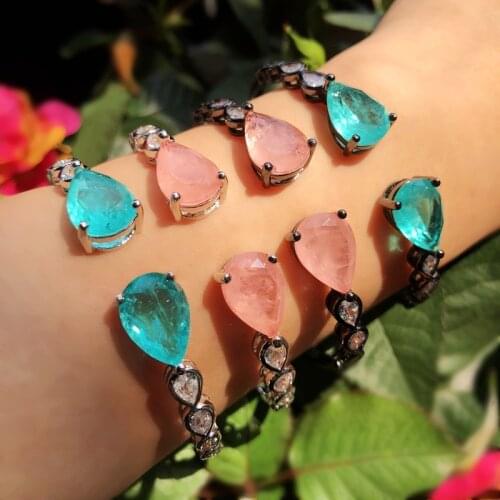 Big Water Drop Fusion stone women bracelet AAA Cubic Zirconia Charm Nail Cuff Bangles Adjustable Bracelet Female fashion Jewelry