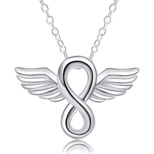 AN644 Wholesale price women lady fashion silver color jewelry Angel wings elegant charm retro exquisite necklace