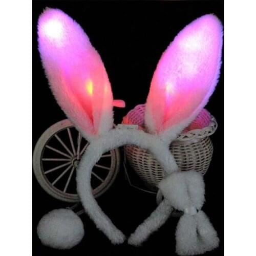 10pcs Sequin LED Lighted Easter Adult Child Girl Cute Hairband Rabbit Ear Headband Dress Costume Flashing Bunny Ear Hairband