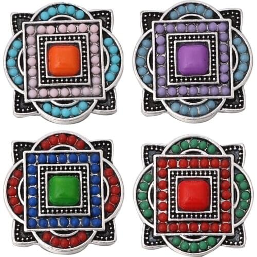 10pcs/lot New Snap Button Jewelry Vintage Beads Flower 18mm Metal Snap Buttons Fit Snap Bracelet Bangles Necklaces For Women