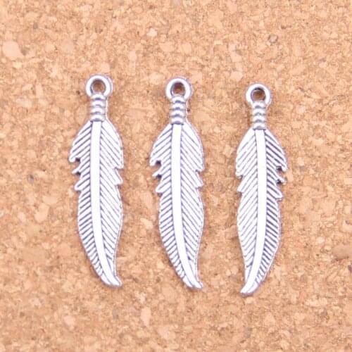 162pcs Charms double sided feather 27x7mm Antique Pendants,Vintage Tibetan Silver Jewelry,DIY for bracelet necklace