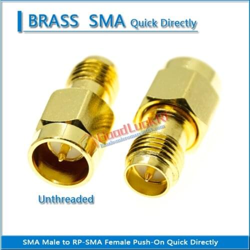1X Pcs SMA Male To RP SMA Female Push-On Quick Directly Plug Cable Antenna Connector Socket Brass Straight Coaxial RF Adapter