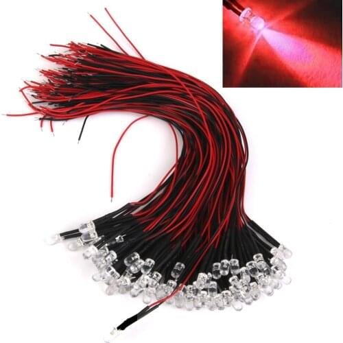 20Pcs Pre Wired LEDs 5mm Ultra Bright 3-42V DC 20mA Car Auto Light Various Color