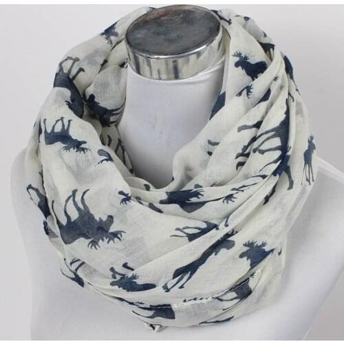 2017 Cute Moose Deer Animal Print Infinity Scarfs Reindeer Snood For Ladies Christmas Gifts Men Women Neck Collar Shawls Circle