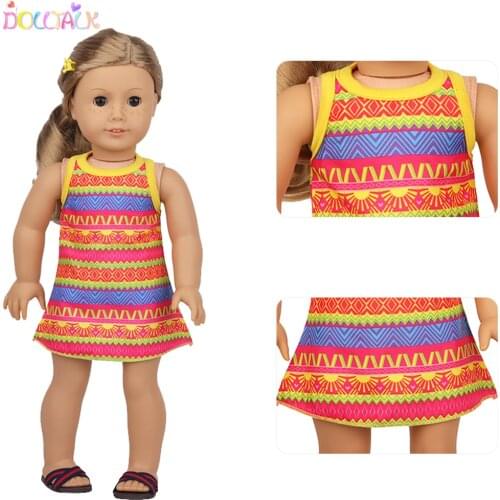 2021 New Pyramid Elements 18inches American Doll Rainbow Skirt Geometric Suns Dress For 43cm New Baby DIY Dolls Accessories