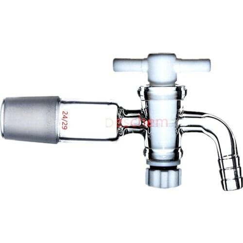 24/29, Lab Flow Control Glass Adapter, PTFE Stopcock,90 Degree Bent