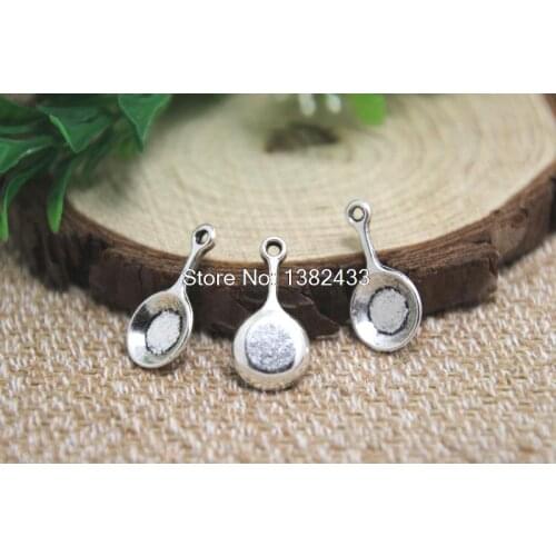 30pcs pan Charms Antiqued Silver Tone 3D pan charm pendants 22x10mm