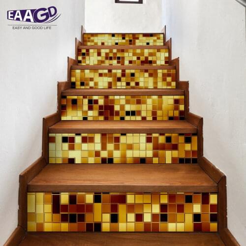 6Pcs/Set DIY 3D Stairway Stickers Mosaic Stairs Wall Stickers Fall Floor Wall Decor Decals Sticker Living Room Decoration
