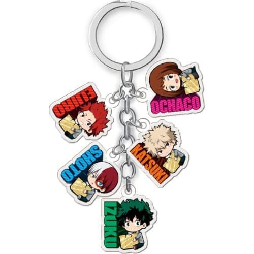 My hero Academia Acrylic Keychain 10 Sets/Lot Anime Keyring Cartoon Pendant Toy Gift