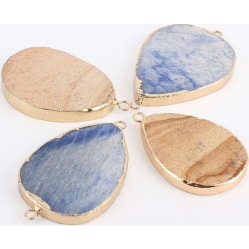 Beadsland Water Drop Single Hole Gold Plating Nature Stone Pendant DIY Pendant Necklace Bracelet Women Girl Gift