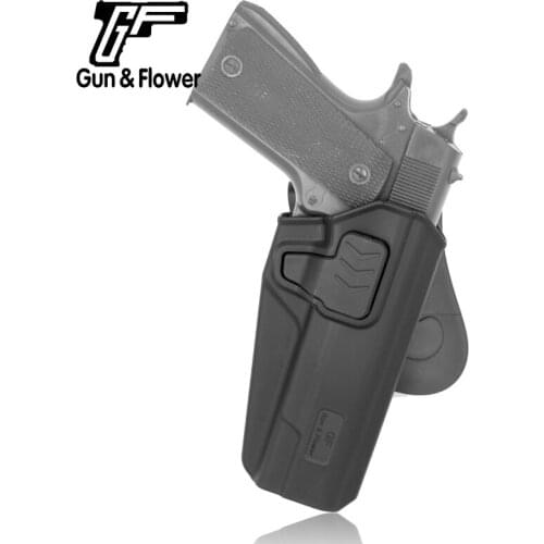 Gun&Flower Colt 1911 Index Release Polymer Retention Roto Holster Level 2 Pistol Case Covers with Paddle