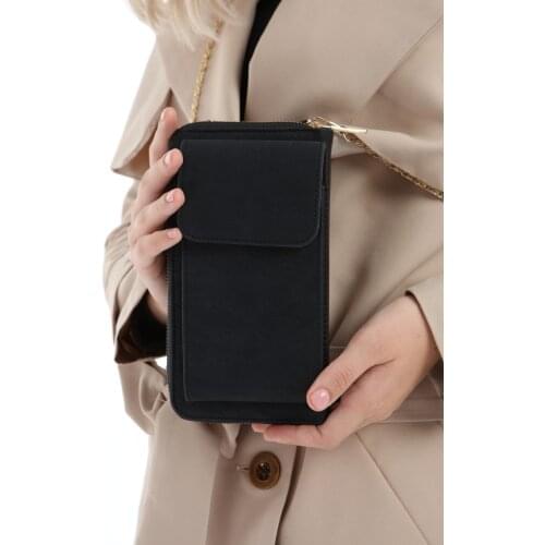 Chain Black Women 'S Wallet PHONE Badge Holder