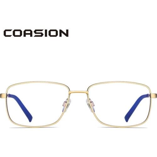 COASION Computer Glasses for Men Square Metal Frame Anti Blue Light Glasses Blue Light Blocking Glasses Gaming Glasses CA1538